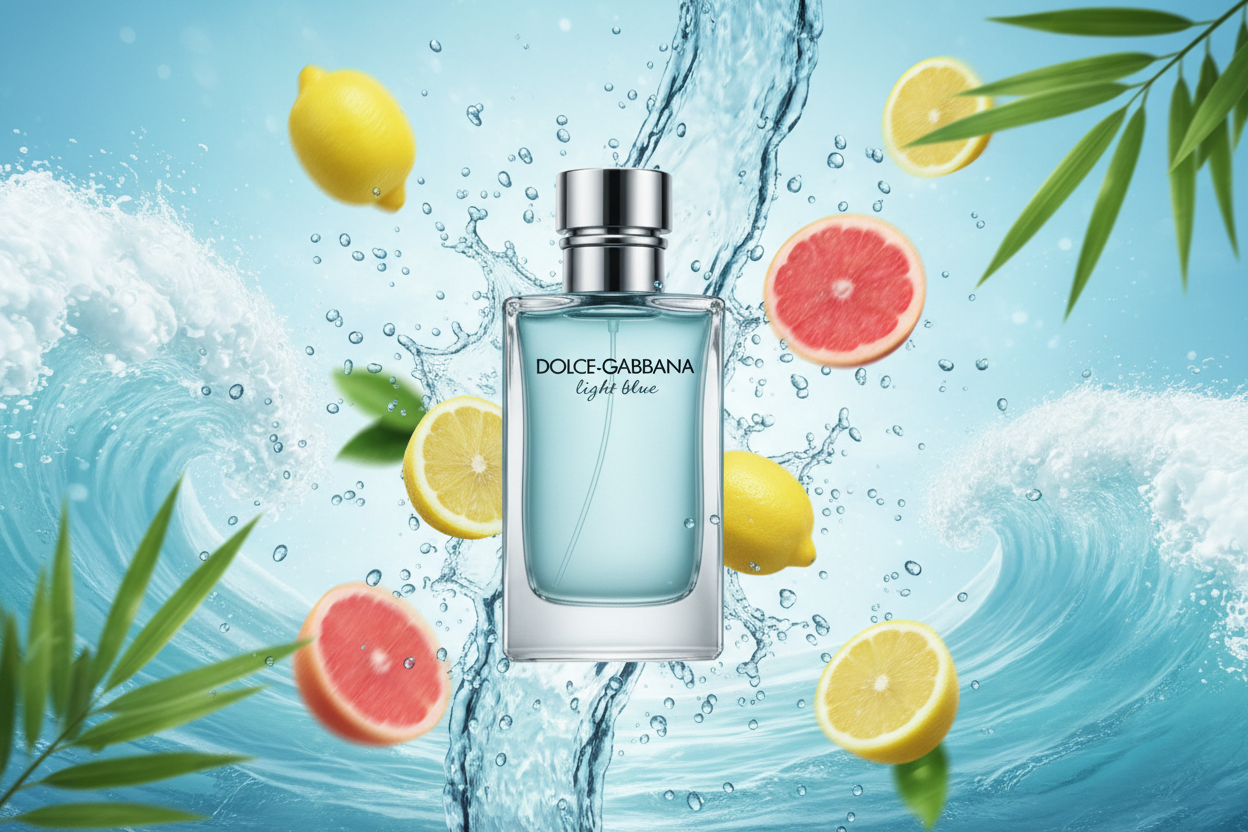 dolce&gabanna light blue mens with a background and animation