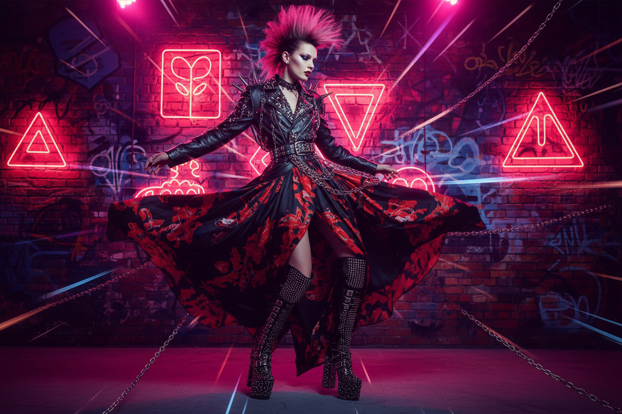 Valentino punk image with background and animation