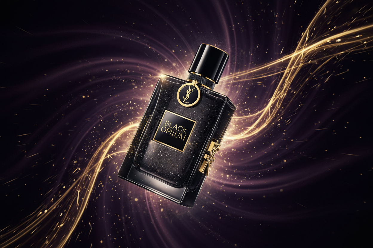 ysl black opium image with background and animation
