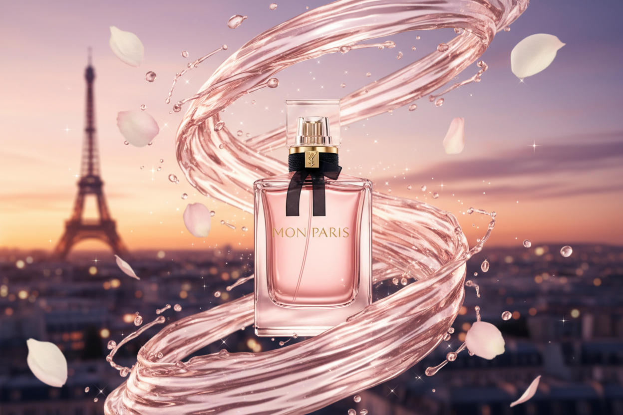 ysl mon paris image with background and animation